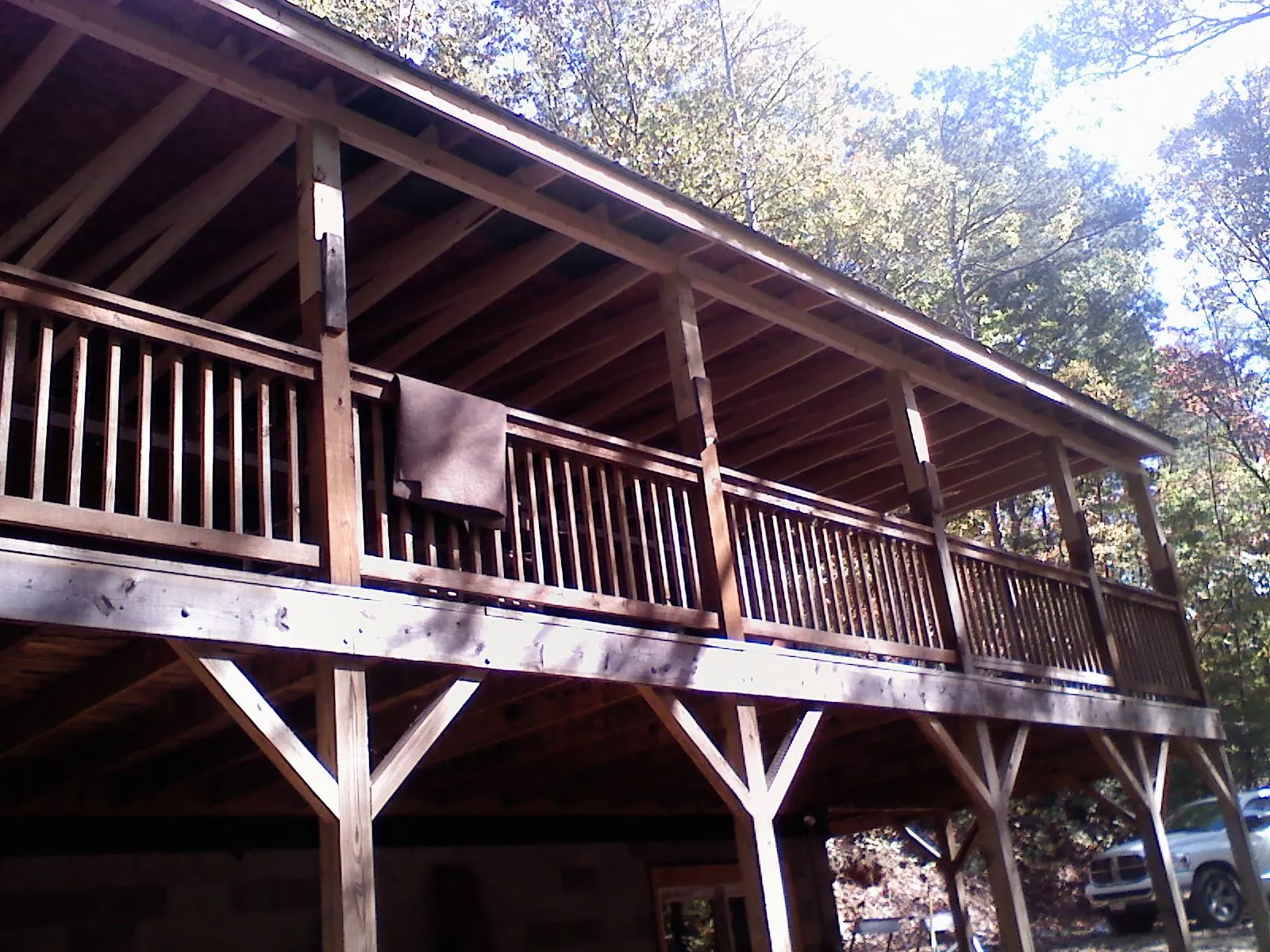 Timber framing under a new elevated porch and deck — Roof Leak Repair in Nashville by Roofing Brothers